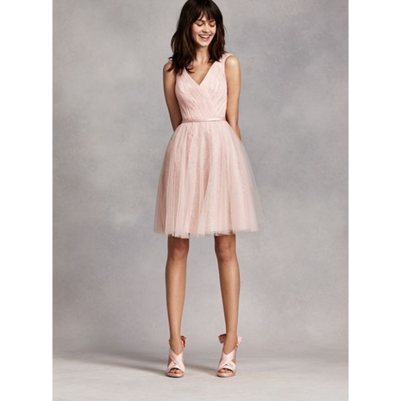 White by Vera Wang Dresses & Skirts - WHITE BY VERA WANG Pink Lace & Tulle Short Dress